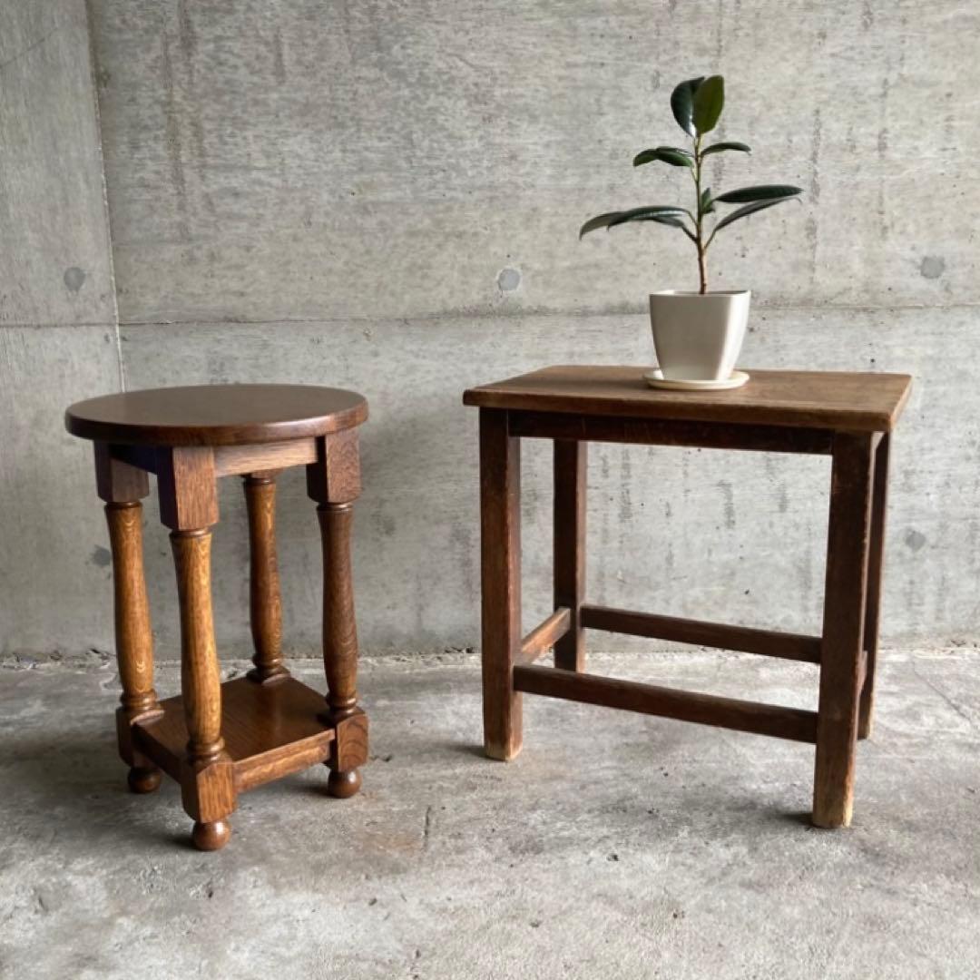 飾り台 サイドテーブル 棚 花台 電話台 置物 スツール 虎斑模様 木製 レトロ