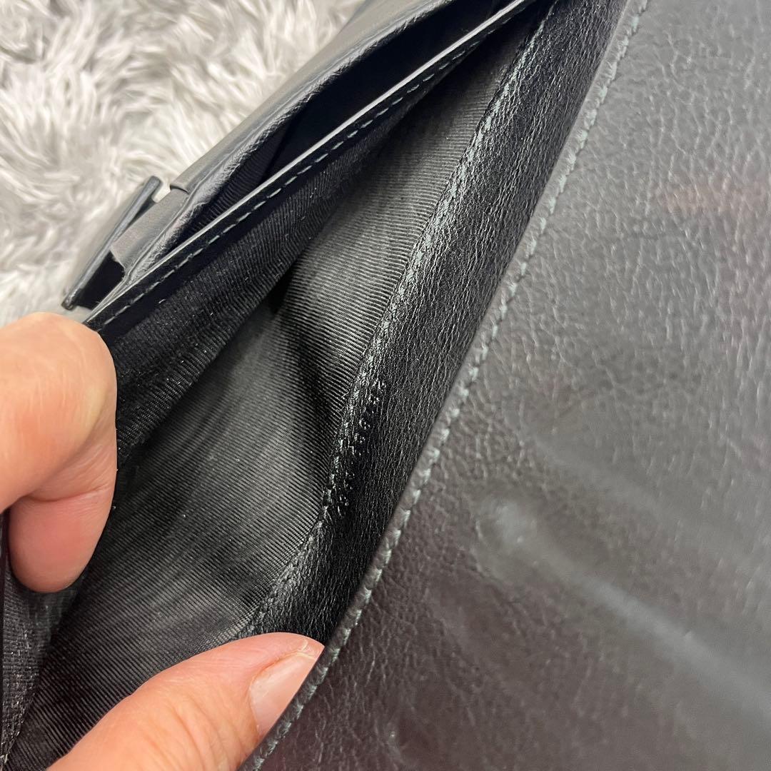 美品✨GUCCI ホースビット柄　レザー　Wホック　ブラック　メンズ　長財布
