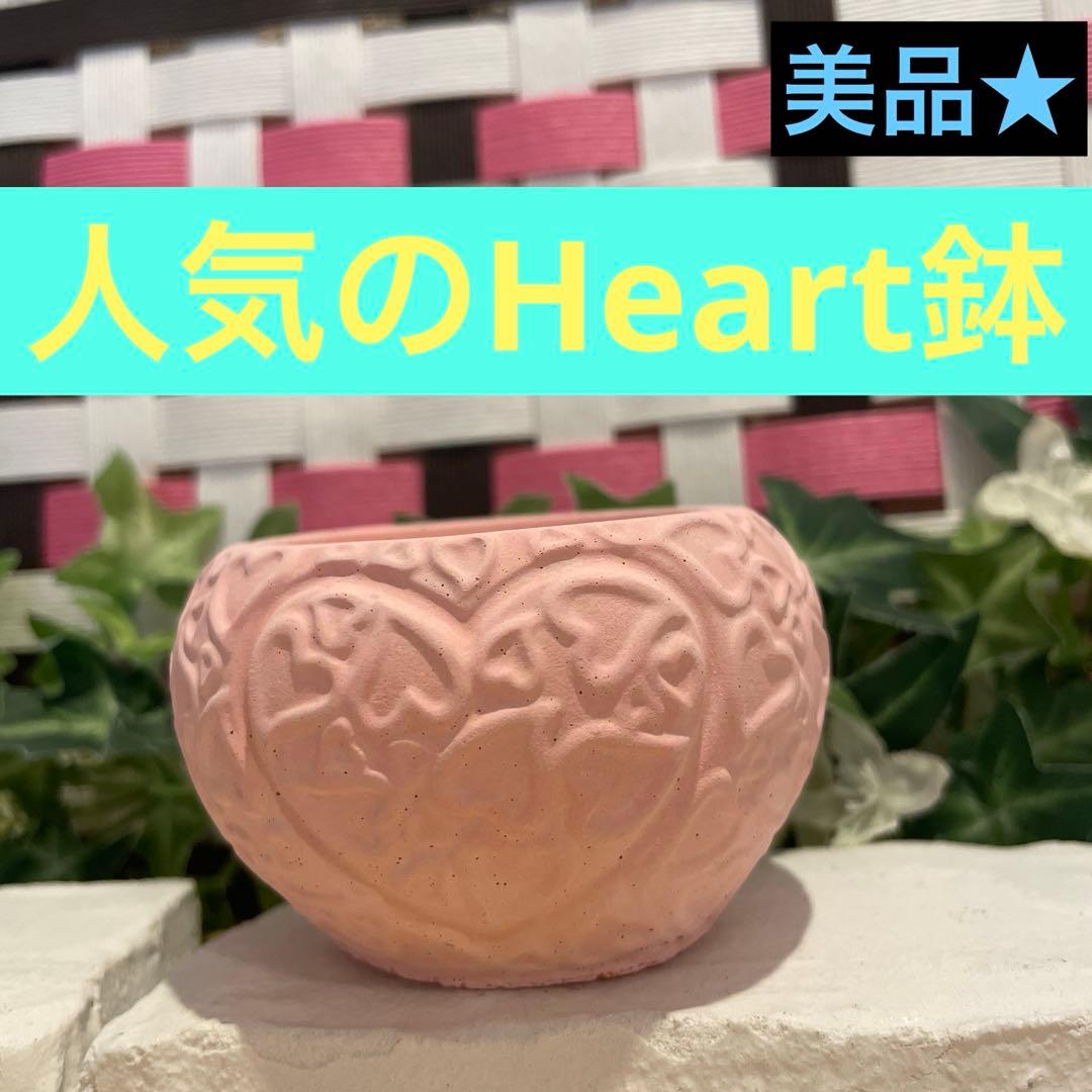 400★Heart鉢pink モルタル雑貨　（お任せ植物付き）168
