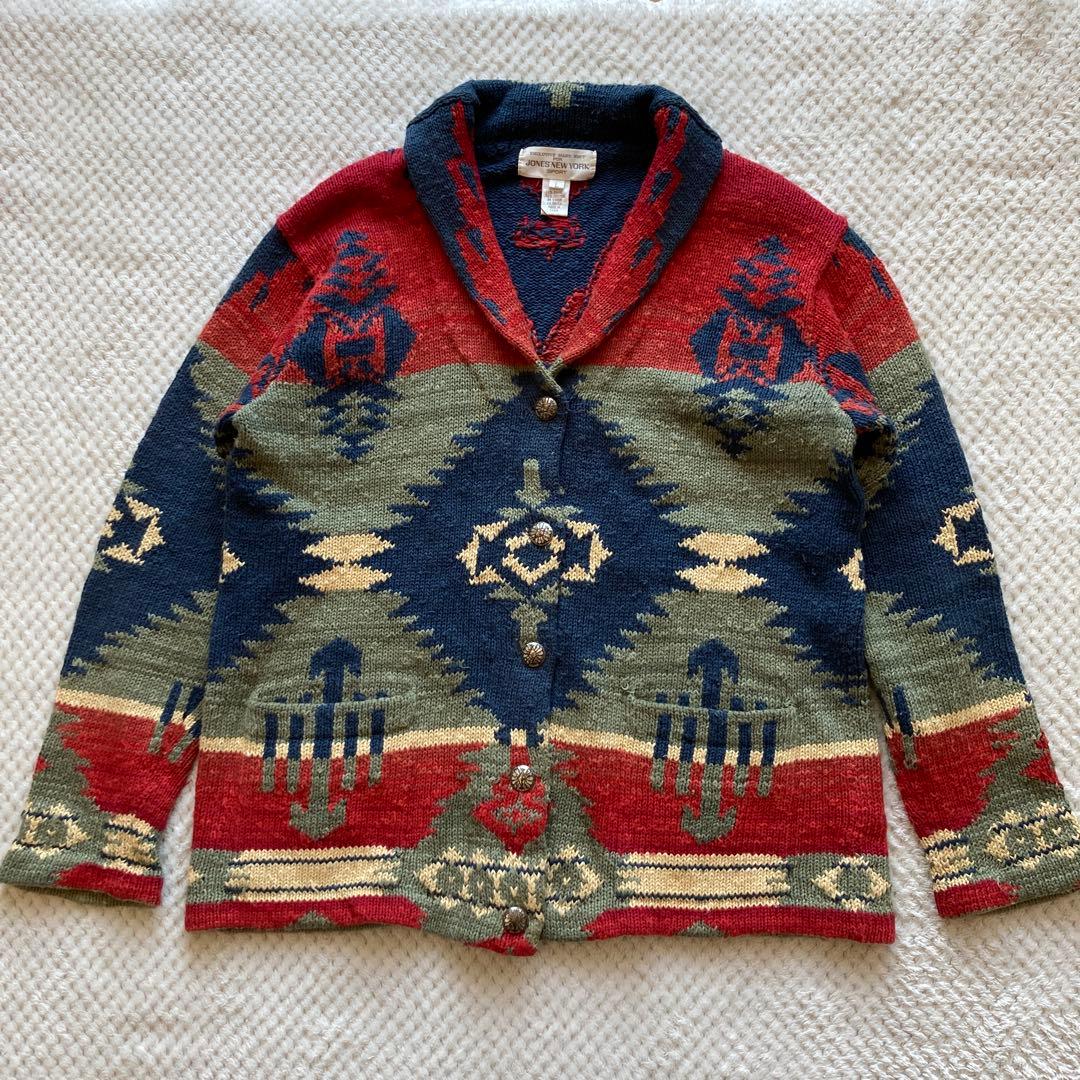 90s JONES NEW YORK ネイティブ柄 カーディガン ラルフローレン