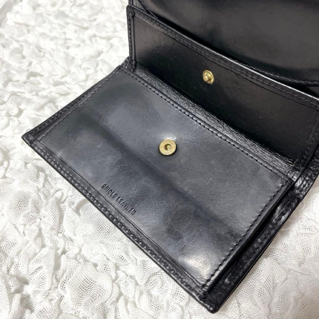 廃盤品 ホワイトハウスコックス 3折り財布 黒 ブライドルレザー 手入れ済み