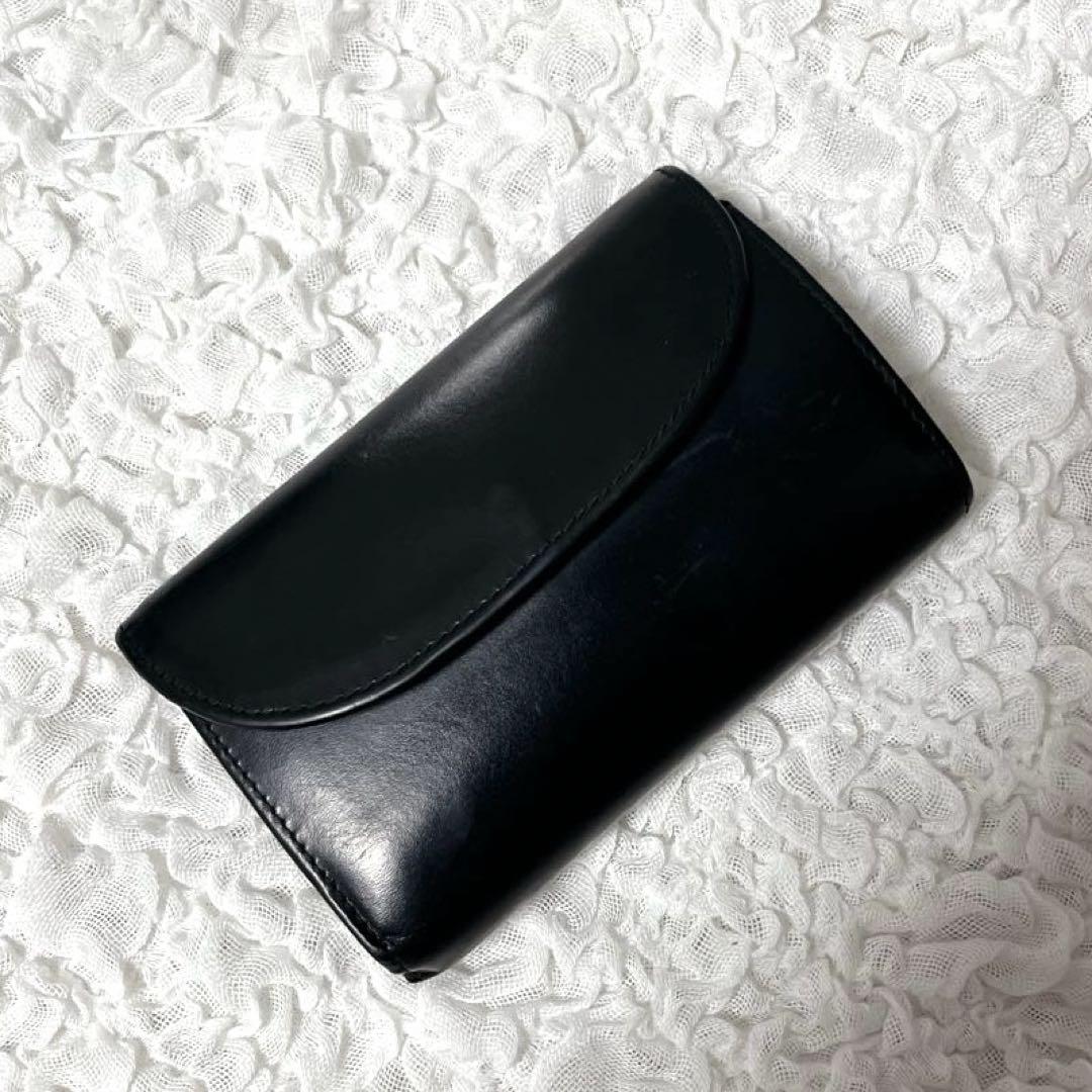 廃盤品 ホワイトハウスコックス 3折り財布 黒 ブライドルレザー 手入れ済み