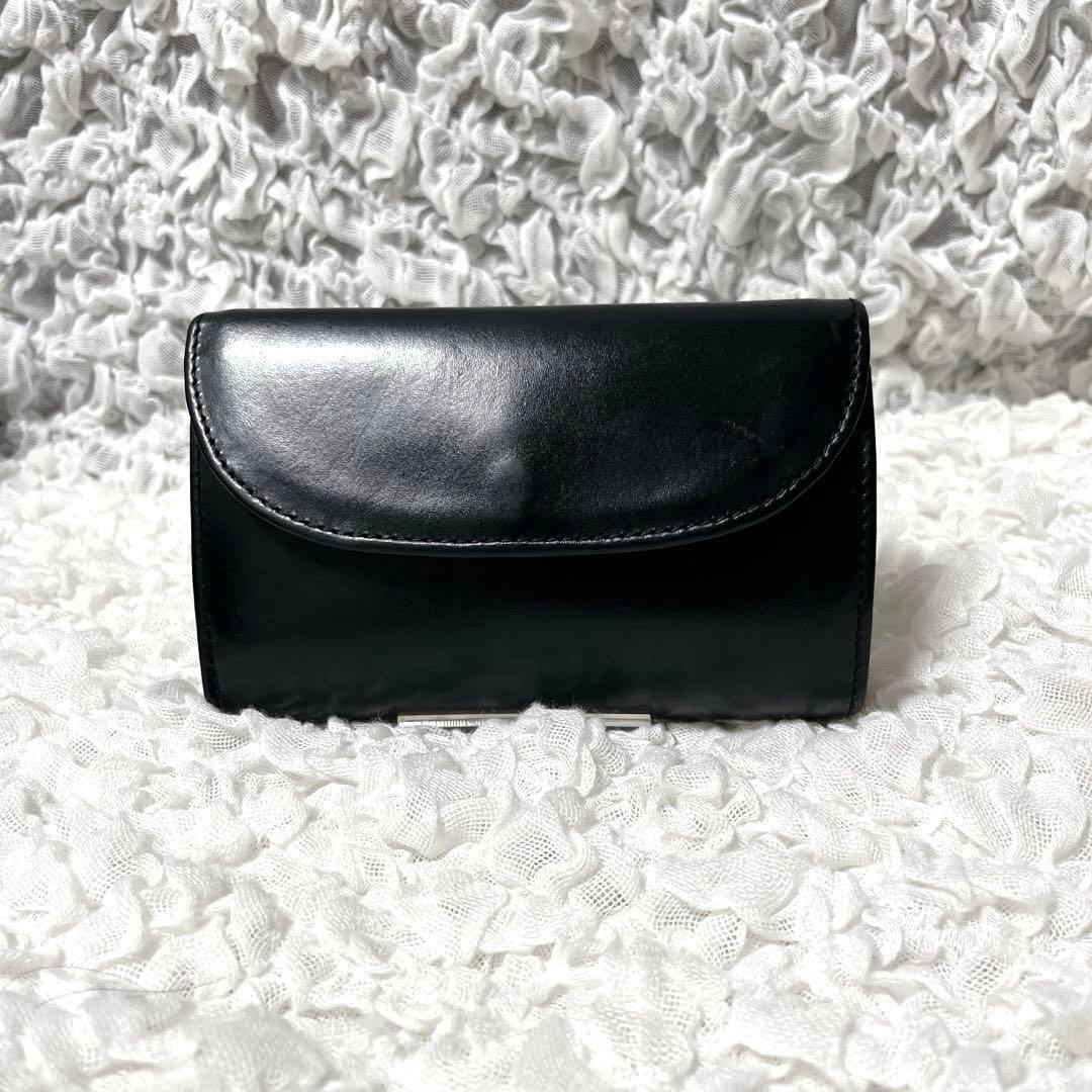 廃盤品 ホワイトハウスコックス 3折り財布 黒 ブライドルレザー 手入れ済み