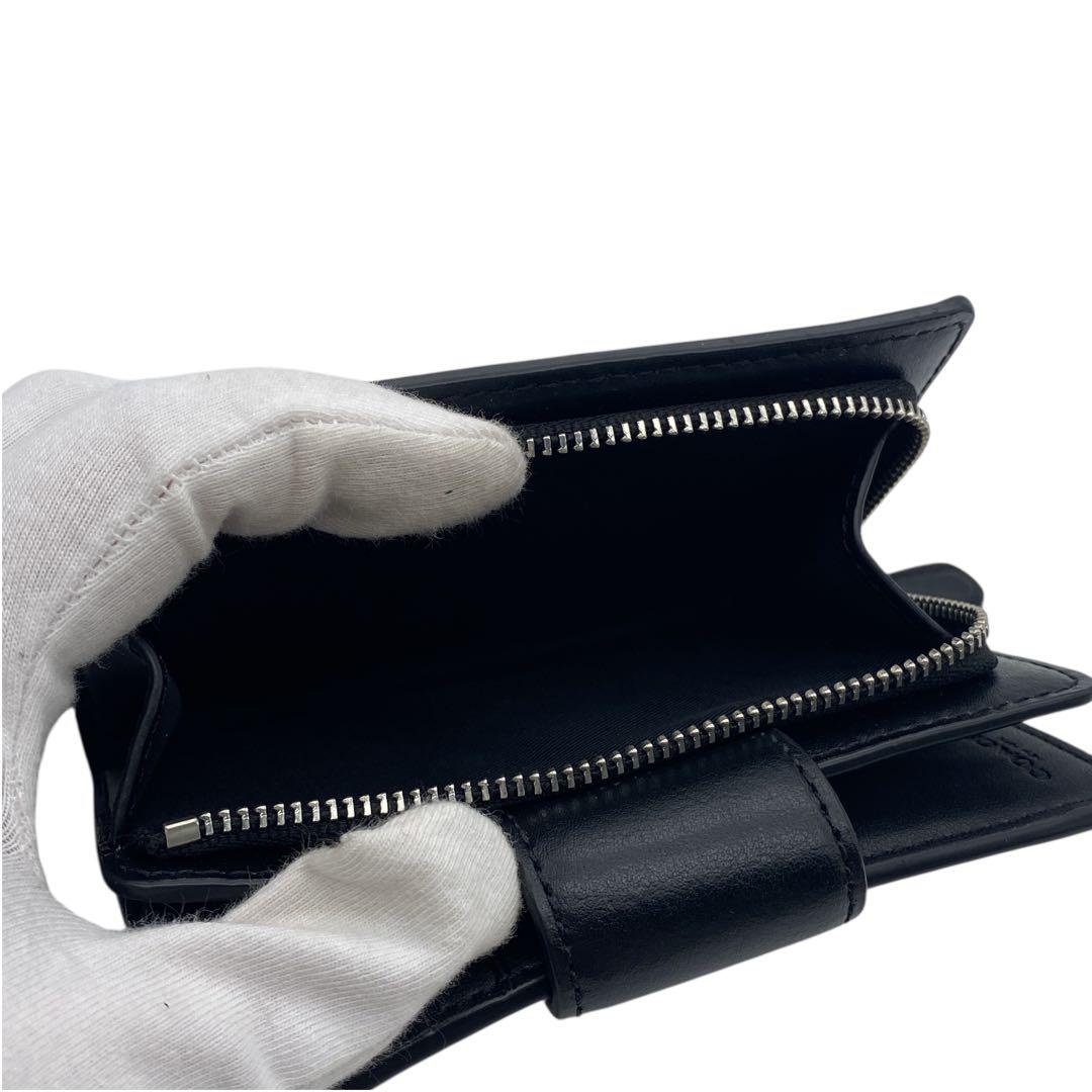 【未使用級】 COACH コーチ 二つ折り 財布 シグネチャー ブラック