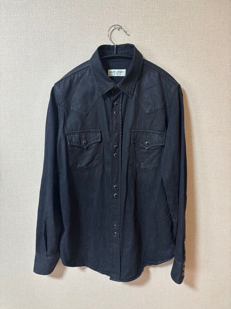 サンローラン　20SS コーティング　ウエスタンシャツ