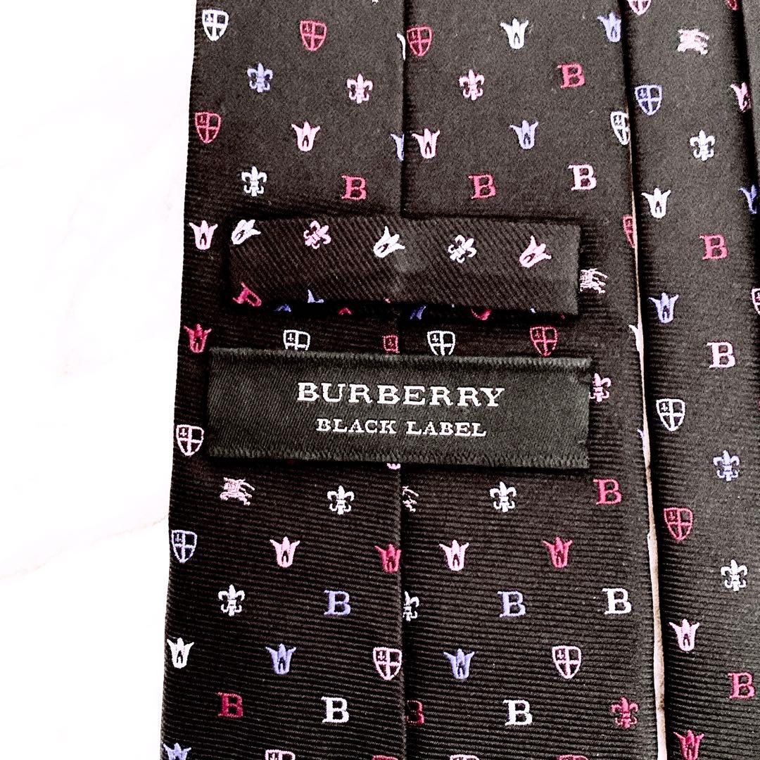 ✨未使用クラス✨バーバリー　ホースロゴ　マルチカラー　ドット　ブラック　ネクタイ