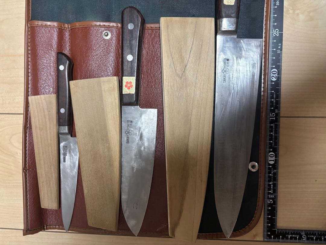 堺石藤　洋包丁　3点　辻調理専門学校　牛刀、出刃包丁、ペテ　切れ味抜群