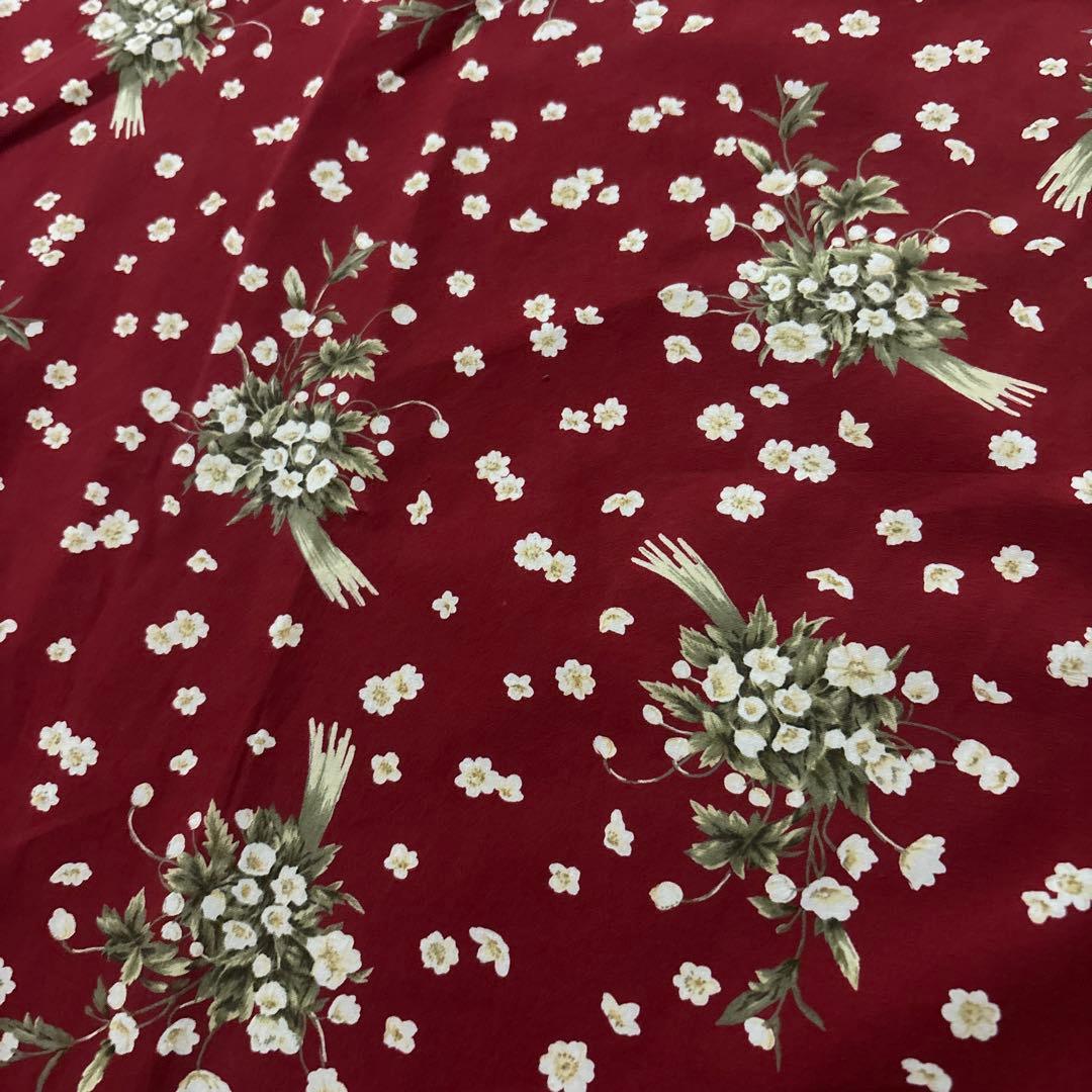 極美品　PINK HOUSE 花柄エプロン ブーケ　赤　ダブリエ　フリル　リボン