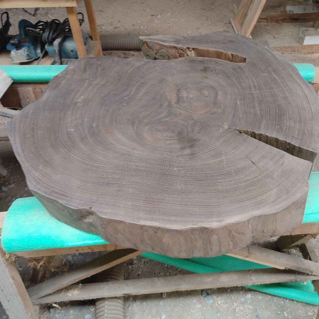 神代欅　ケヤキ　輪切　一枚板　花台　飾り台　銘木　無垢材/自然素材　番号86