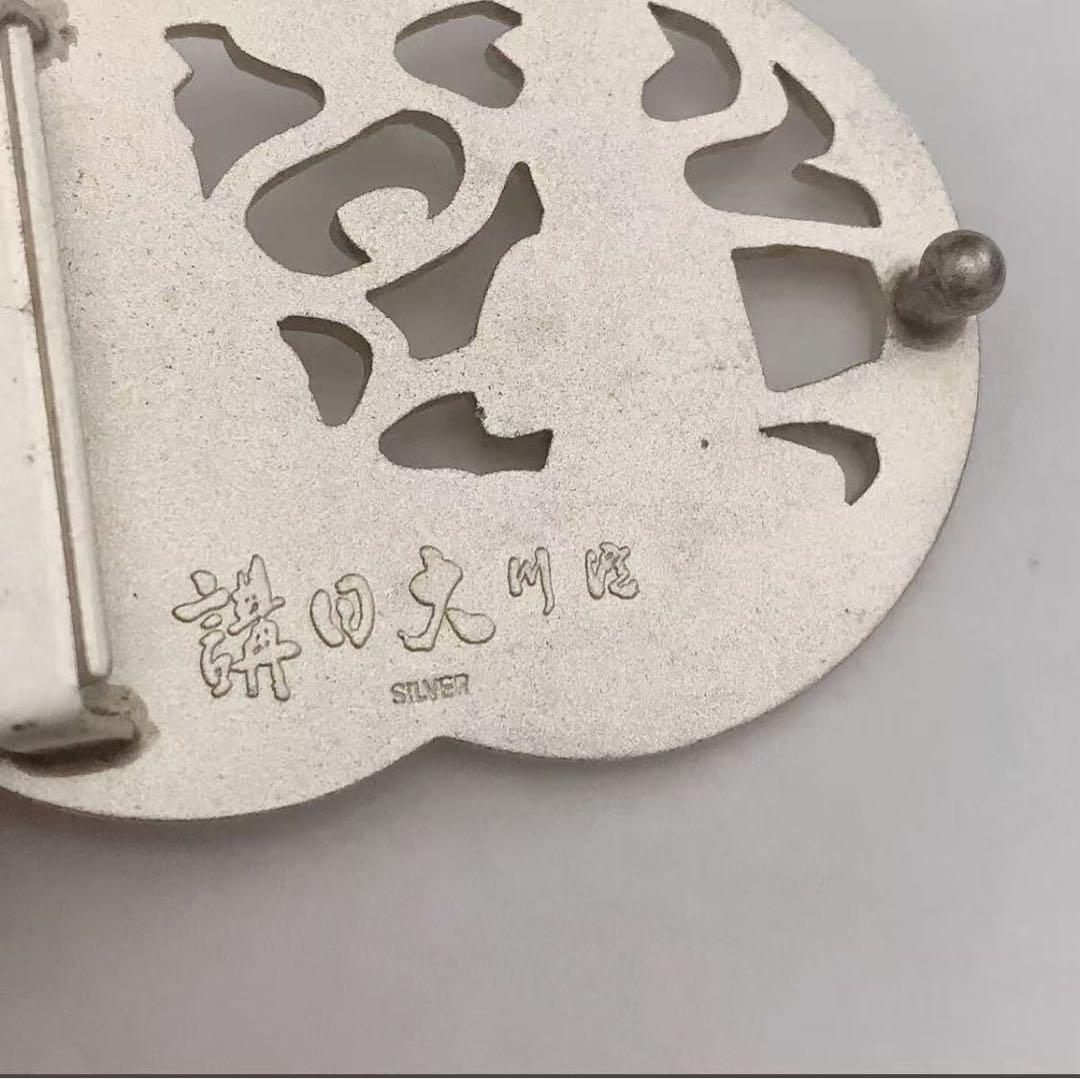 日宗 講日 銀製 SILVER 彫刻 大仏 仏像 ベルトバックル 重量約66g