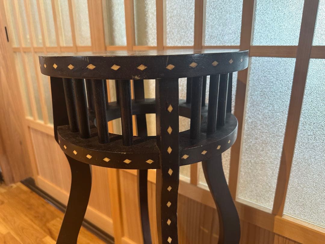 木製花台　飾り台　唐木　74.5cm アンティーク　二段　華道　希少