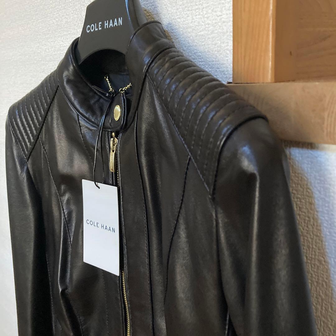新品未使用　COLE HAAN ブラックレザージャケット　現行品　xs