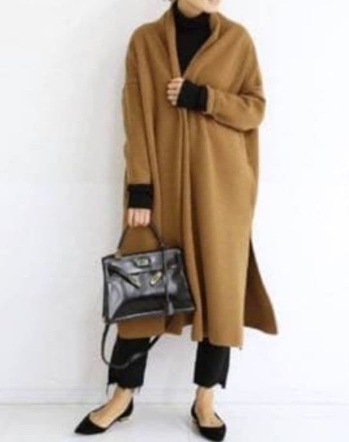 未使用に近い☆ドゥーズィエムクラス☆スムースニットガウンコート☆ウール100%