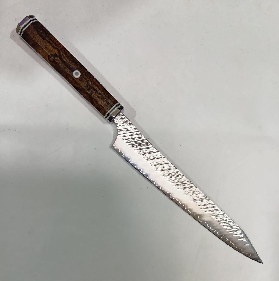 鬼反り切付型 V金10号 9層クラッド鋼 筋引 包丁 22cm 黒檀八角柄