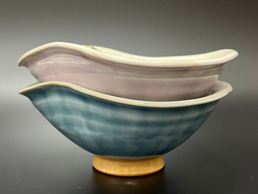 陶あん 京焼 清水焼 花 中鉢 2枚まとめ