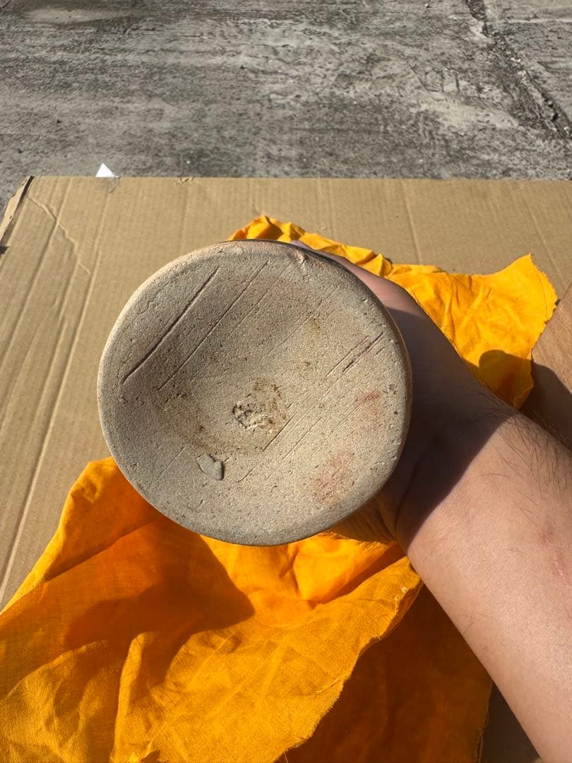 e*y様 浜田庄司 作 陶器の細長い瓶 茶色い陶器花瓶 木箱付き