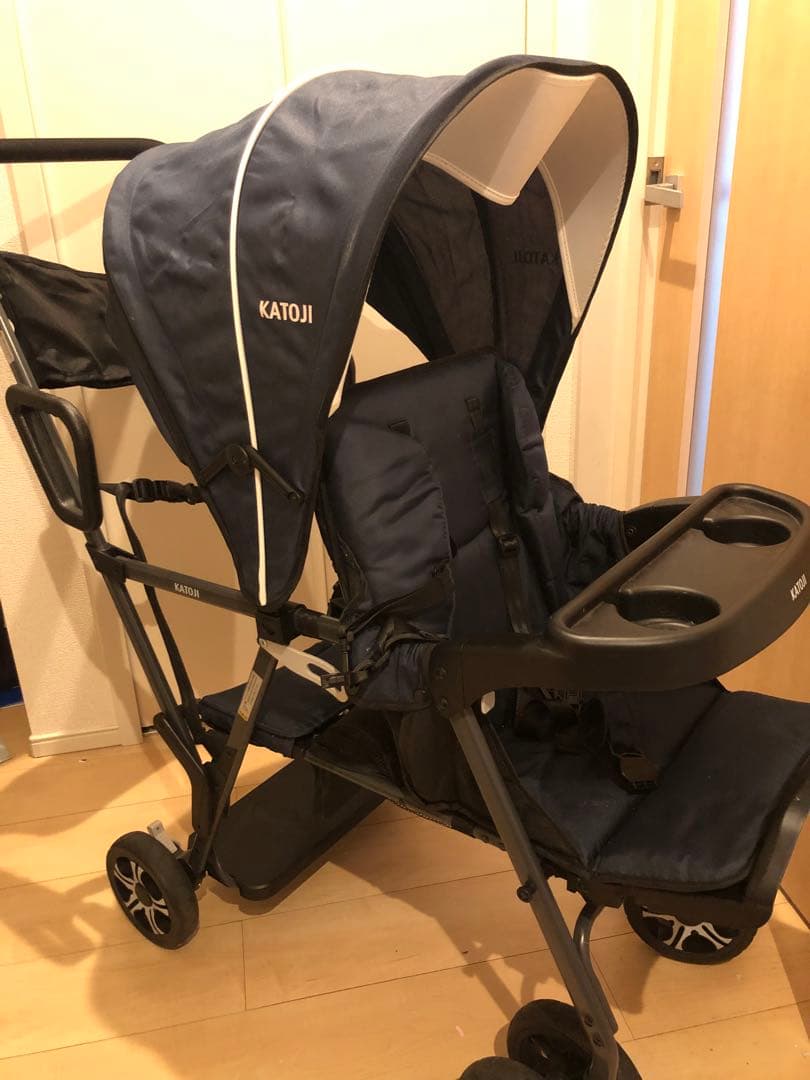 【土日引き取り限定】KATOJI 二人乗りベビーカー ネイビー