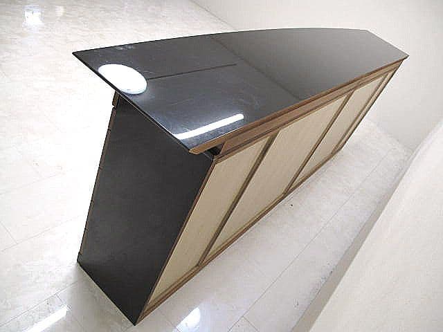 九州大川家具 アールデコ様式バール材ワイドチェスト W300cm ピアノブラック