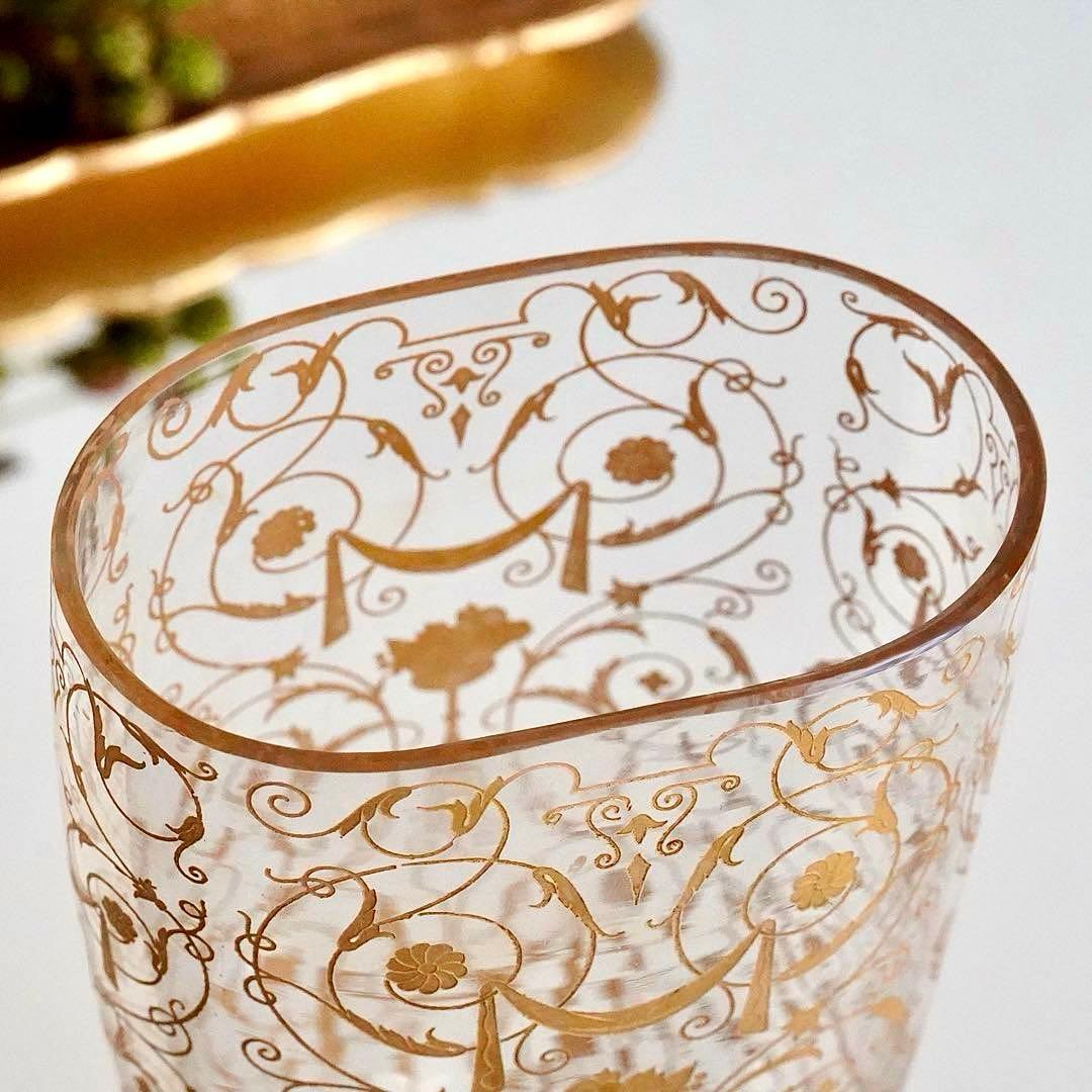 希少★オールドバカラ ミケランジェロ 花瓶 24金彩 BACCARAT刻印★美品