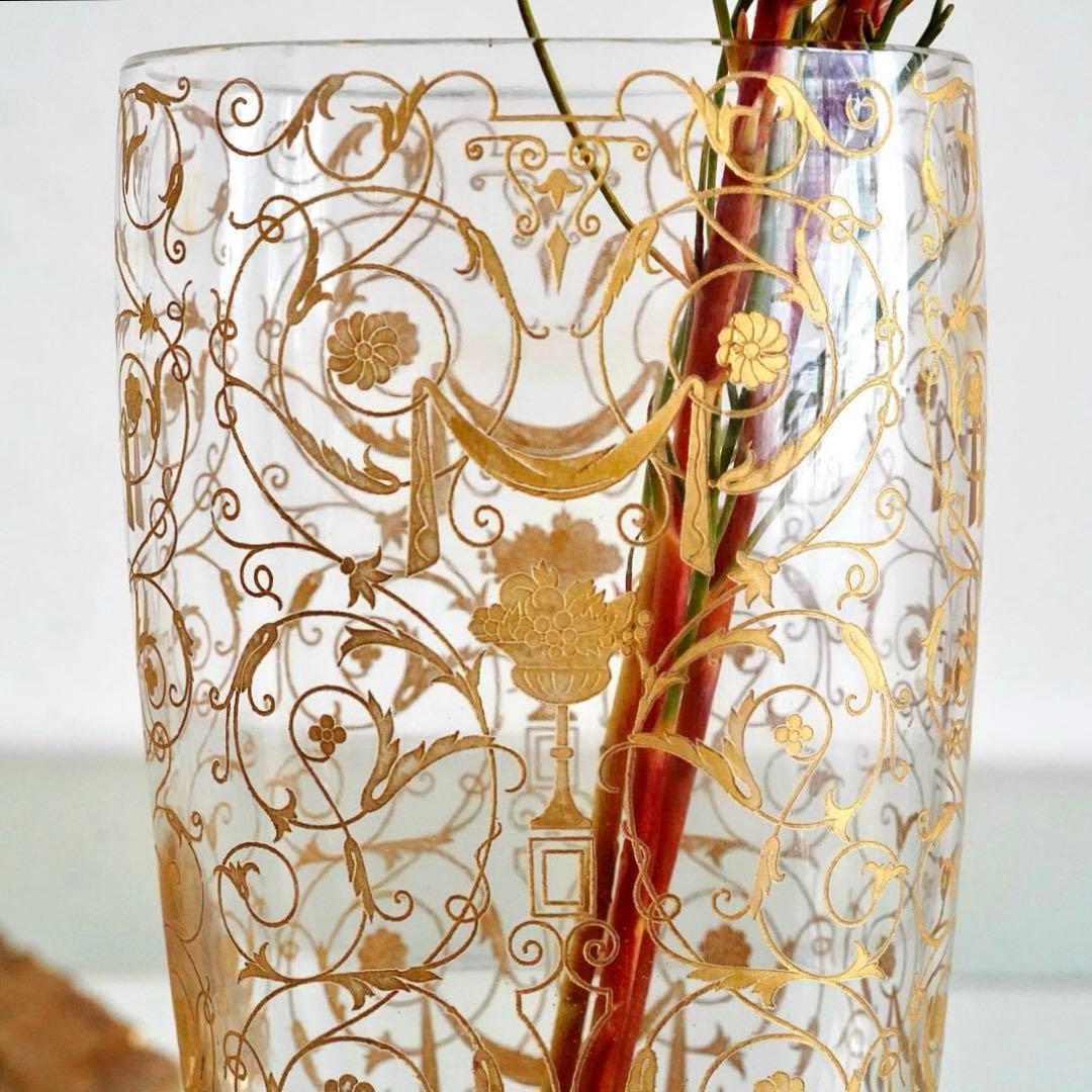 希少★オールドバカラ ミケランジェロ 花瓶 24金彩 BACCARAT刻印★美品