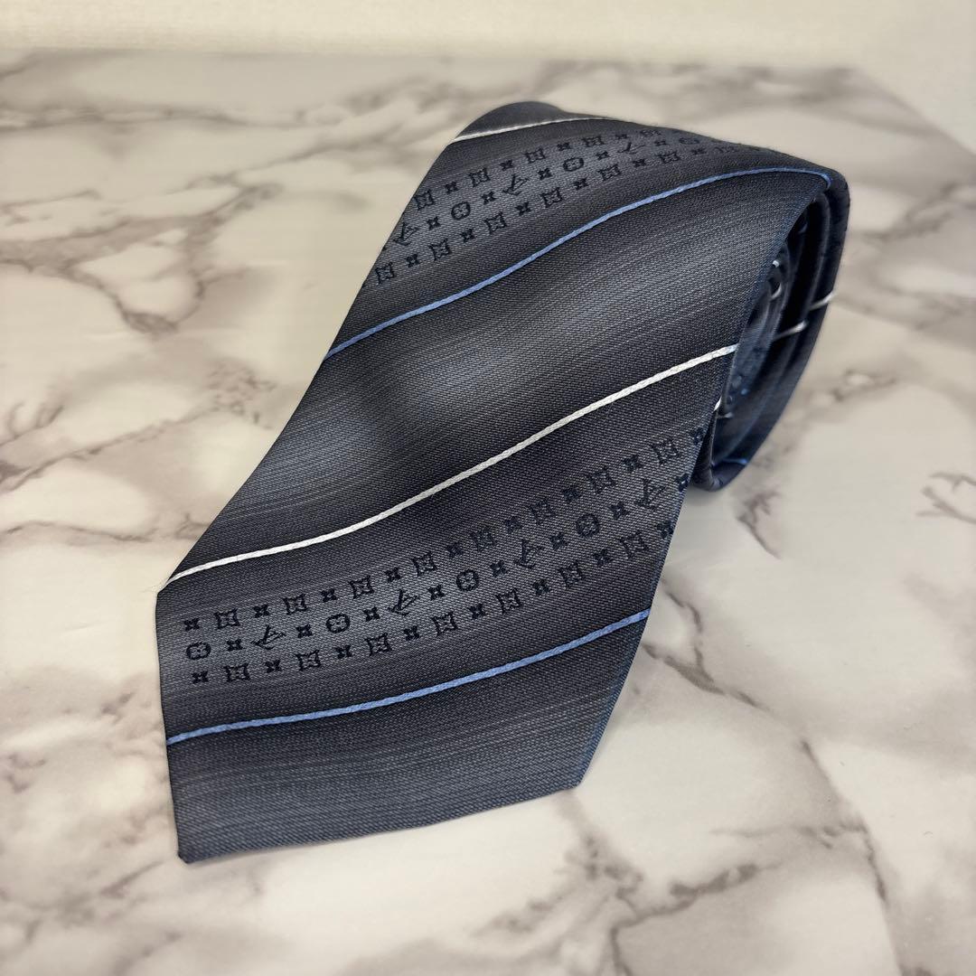【訳あり特価】Louis Vuitton ネクタイ　ブラック　グレー　モノグラム