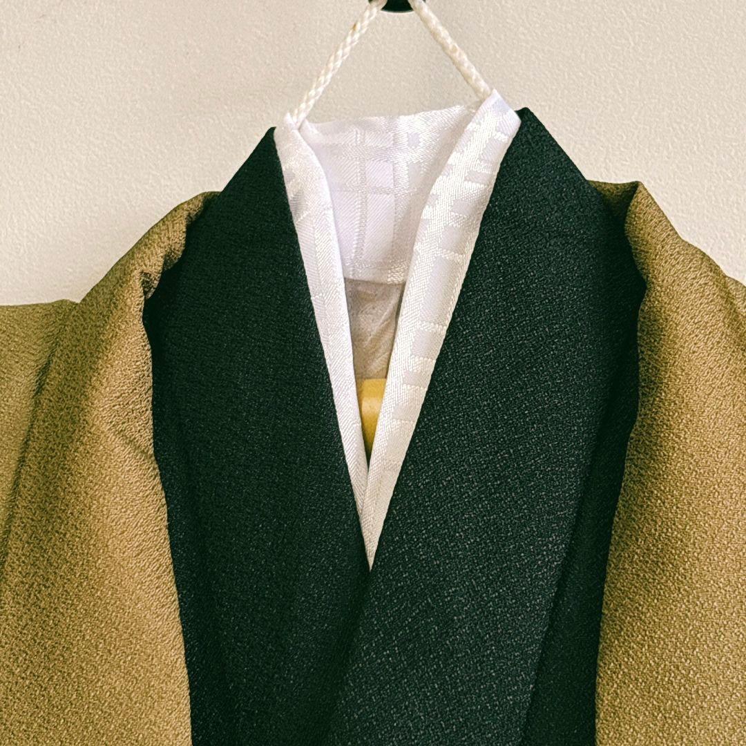 美品フルセット　七五三　５歳男の子　豪華金鷹羽織　袴　長着　長襦袢　小物5055