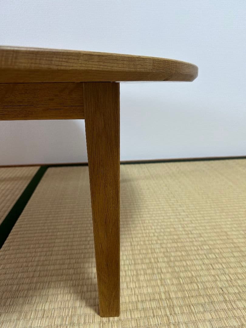 ちゃぶ台　ローテーブル　無垢　ナラ材　木製円形座卓