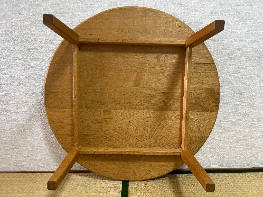 ちゃぶ台　ローテーブル　無垢　ナラ材　木製円形座卓