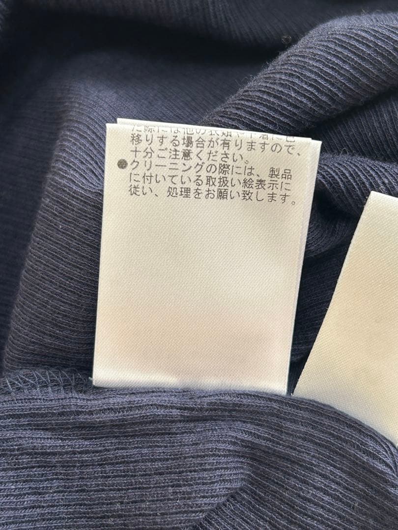 新品 SOEJU カシミヤ混タートルネックカットソー リブニット ネイビーL