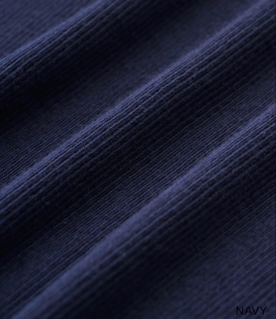 新品 SOEJU カシミヤ混タートルネックカットソー リブニット ネイビーL