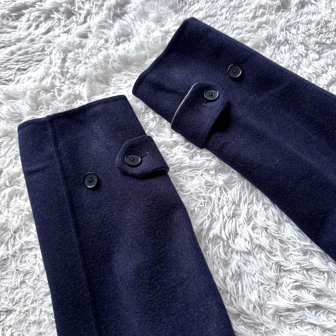 極美品　シップス　スーパー160‘s ステンカラーコート　ダブルフェイス　L 紺