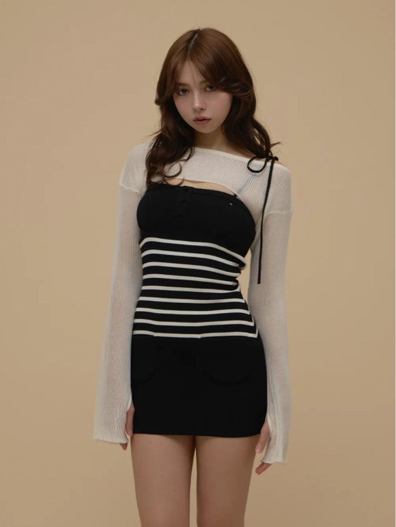 ワンピース Candice set mini dress / black andmary