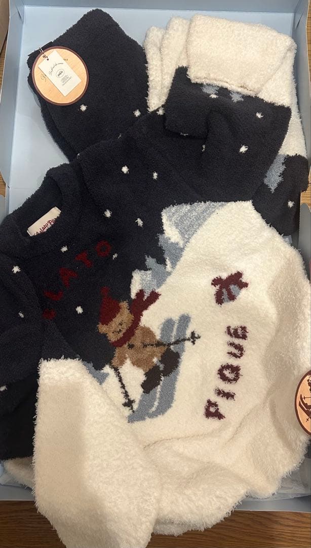 【新品未使用】ジェラピケ　スキーベアジャガードセットアップ