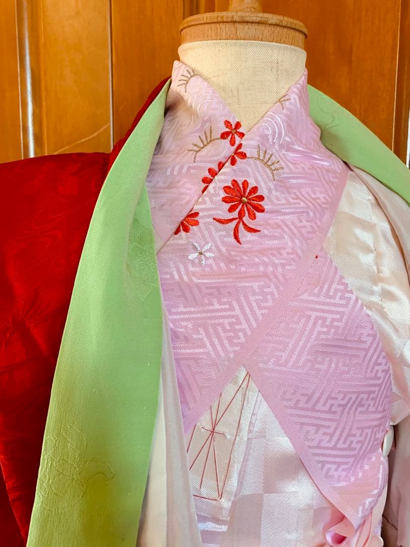 七五三　3歳から5歳の女の子のお支度　お着物は7歳用　はこせこ草履巾着