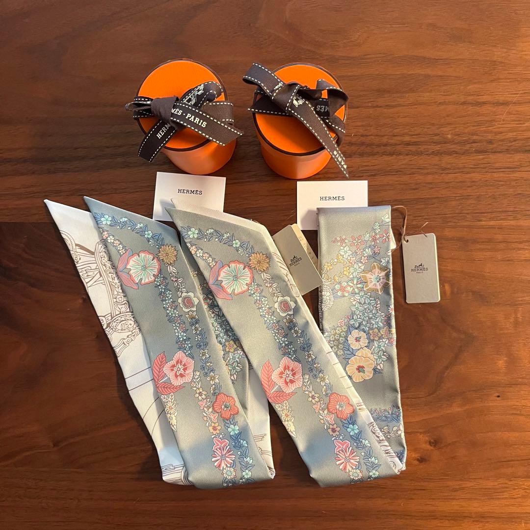 箱無し2本　HERMES ツイリー ブリッド・ドゥ・ガラ・アン・フルール