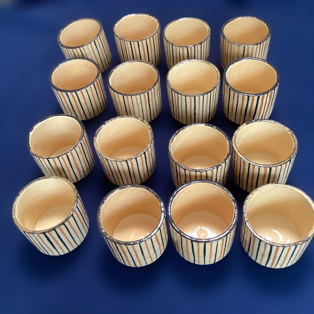 十草切立珍味入れ　酒盃　　16客 新品未使用　　最後の16客