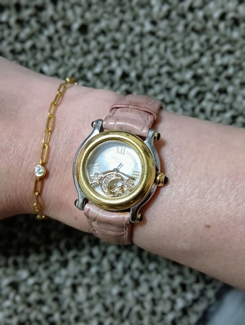 【限定品】★ Chopard 時計 シルバー×ゴールド ★替えベルト付【月と星】