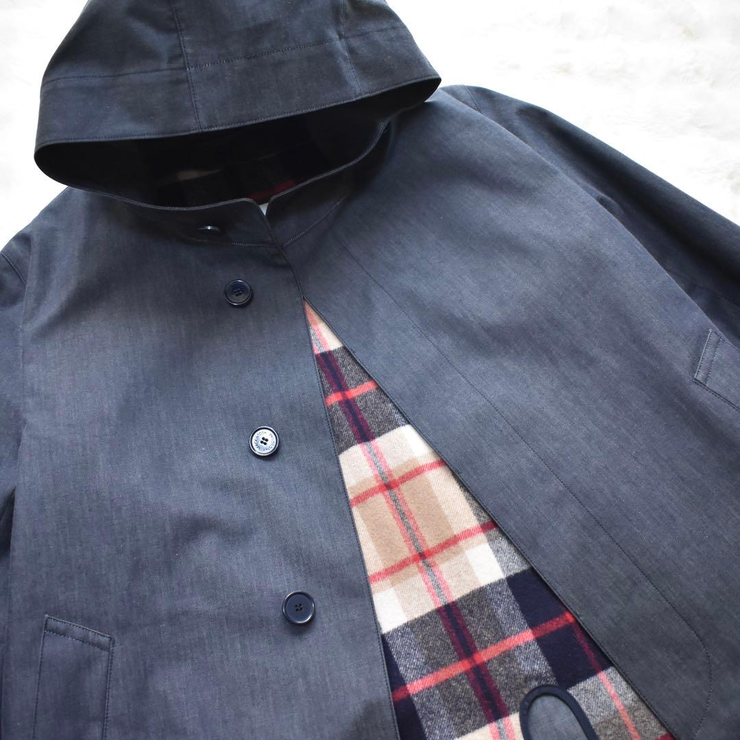 極美品✨ マッキントッシュ　ステンカラーコート　ライナー　フード　デニム調　40