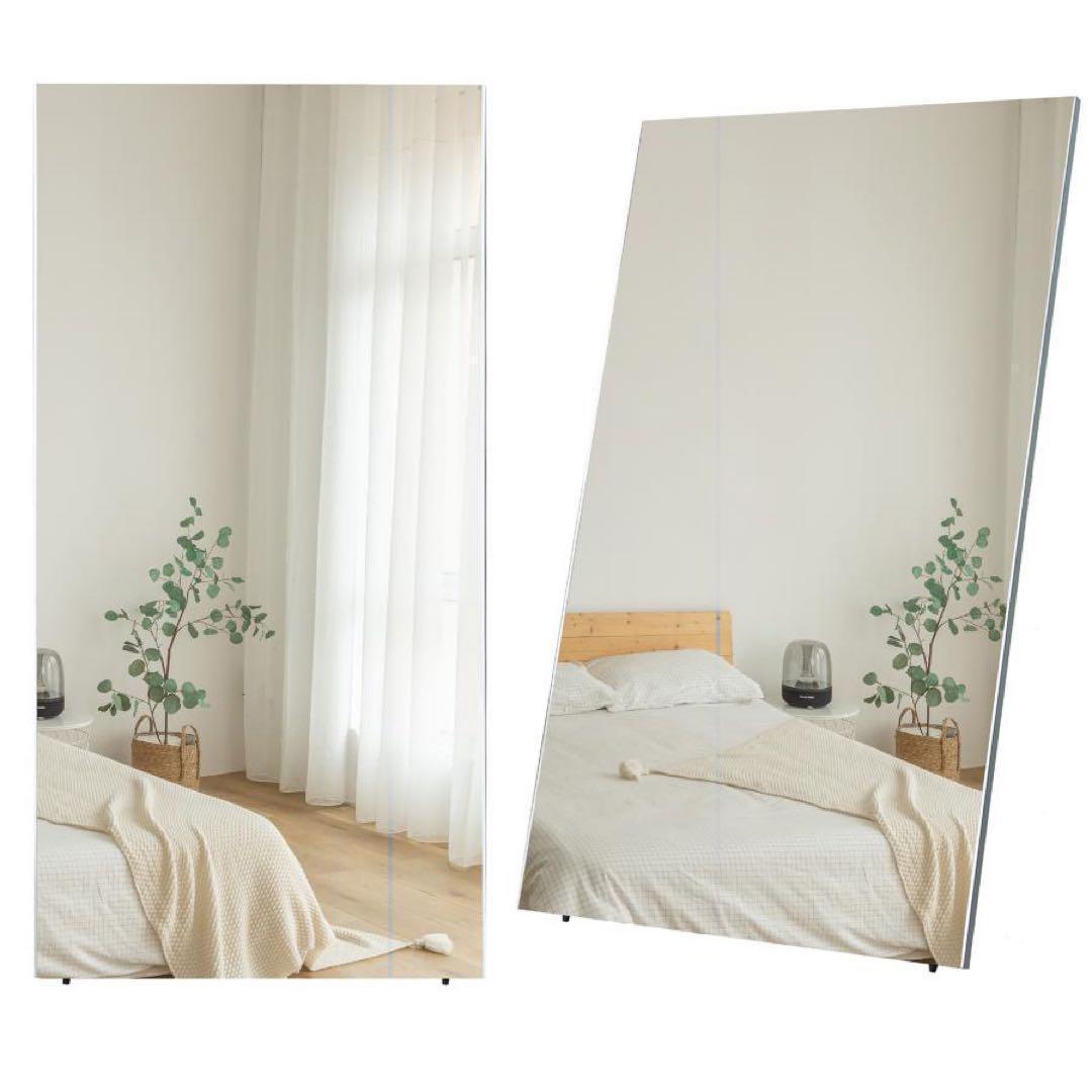 割れない鏡 全身ミラー 160×100cm 壁掛け・立て掛け ブラック