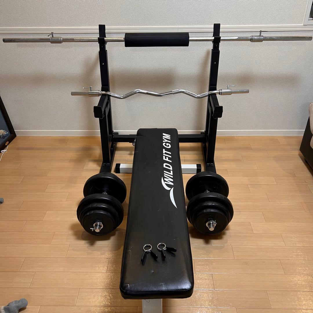 【ホームジムセット】ダンベル種目もバーベル種目もできます！