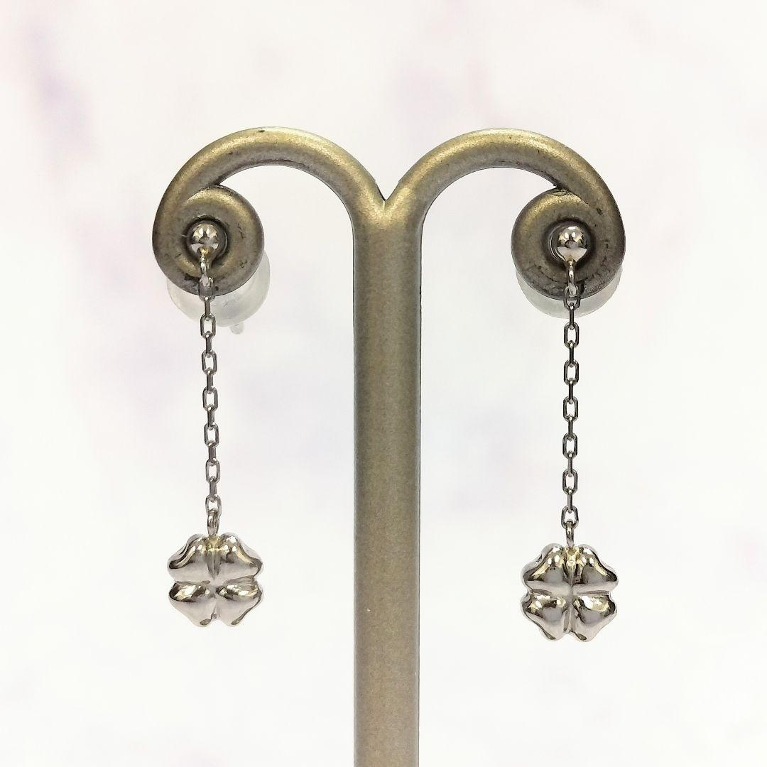 タイムセール♡Pt900 クローバー ピアス ぶら下り 四つ葉 幸せのクローバー