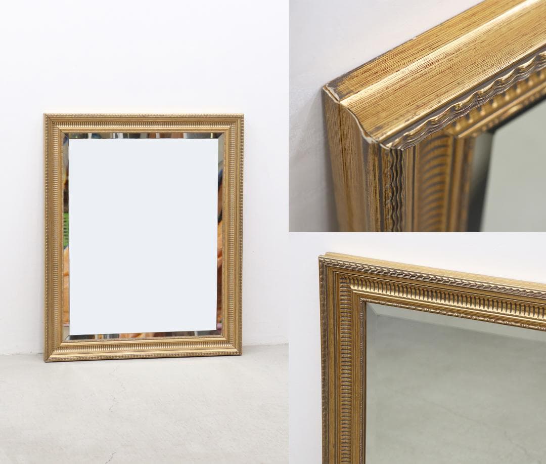 ヴィンテージ クラシカル ゴールド 壁掛け ミラー 鏡 額 サロン