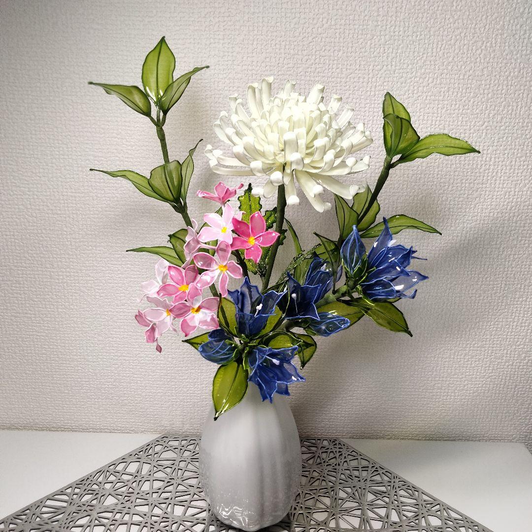 菊　リンドウ他　アメリカンフラワー✶ディップフラワー✶ディップアート