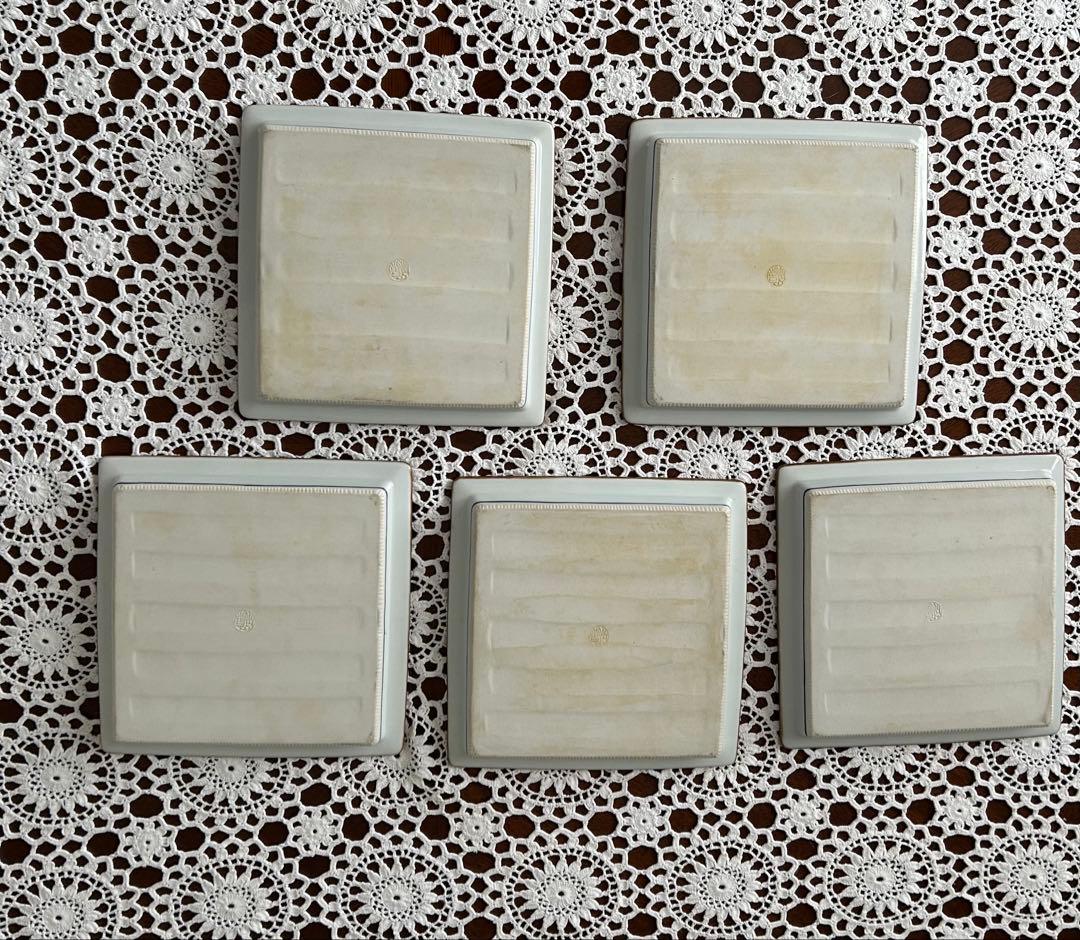 京焼 清水焼 京泉 染付山水牡丹唐草 角皿 5