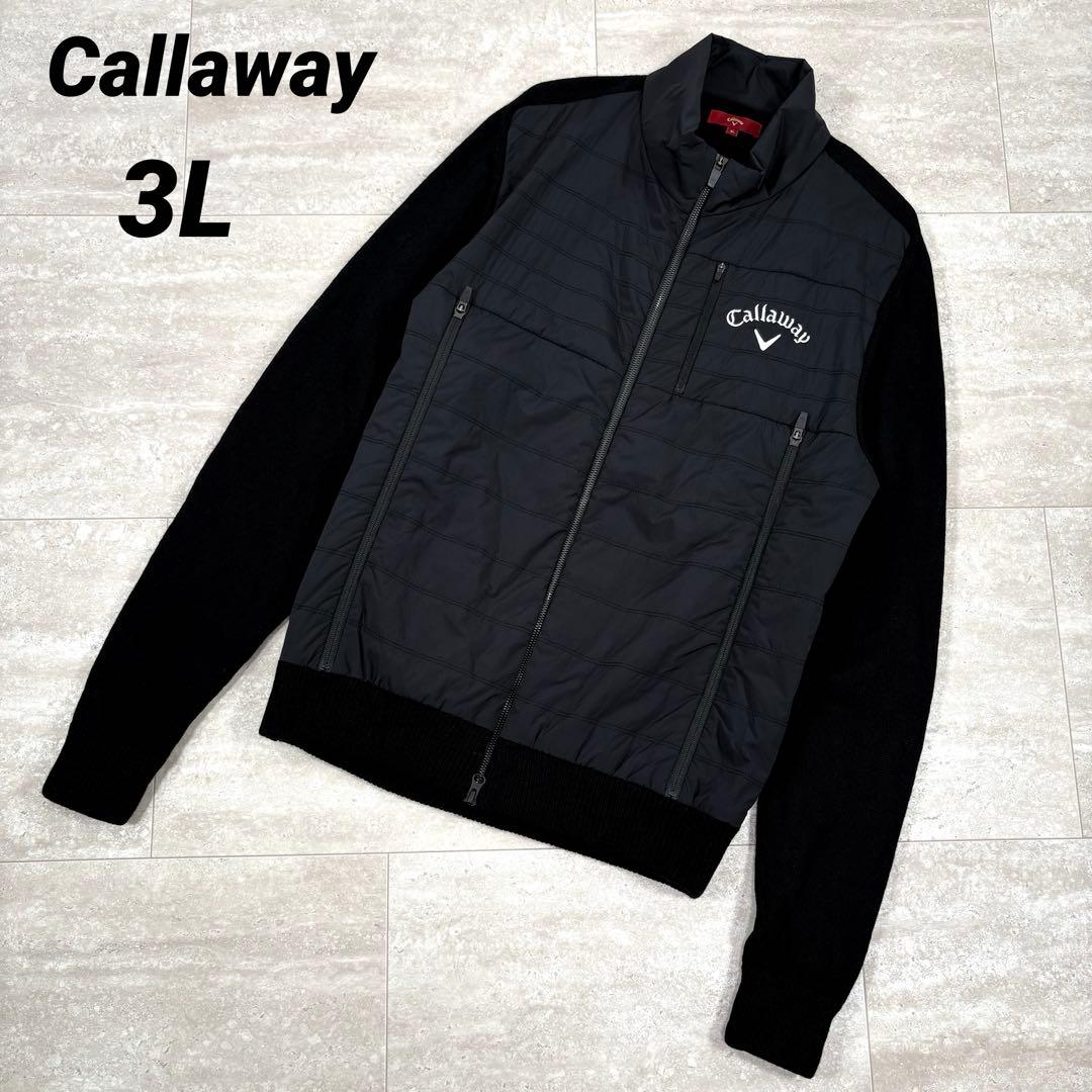 【キャロウェイ】ブルゾン　ジャケット　3Lサイズ　ニット　切替　ブラック　メンズ