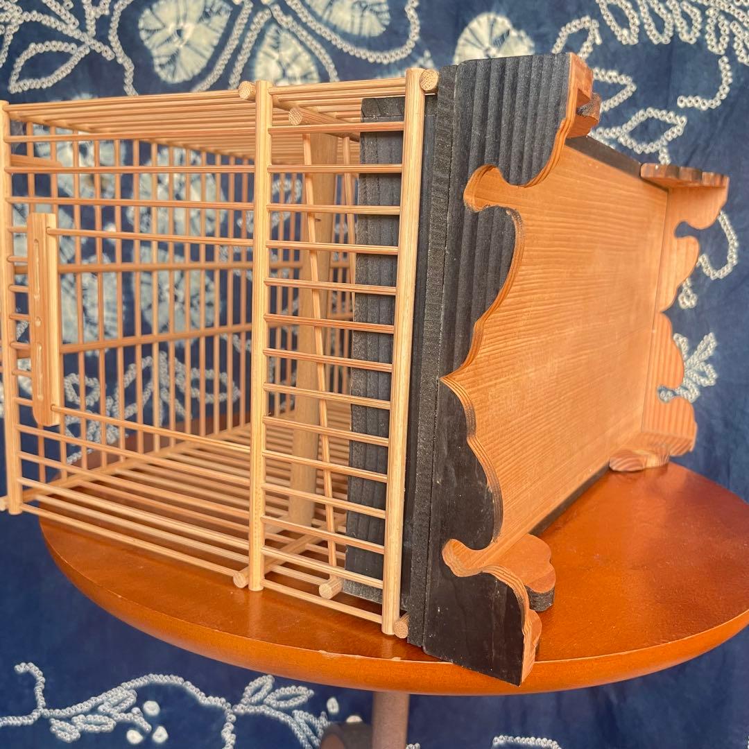 【新品未使用】レトロ　竹製 鳥籠　とりかご　竹細工　伝統品 メジロ籠　猫足