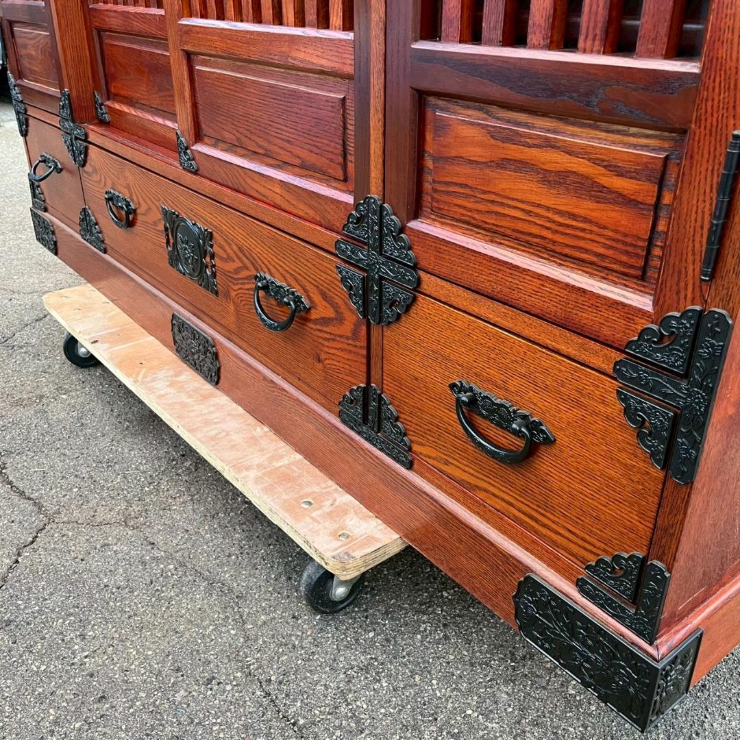 古民家 家具 水屋箪笥 民芸箪笥 木製 収納棚 時代家具 A0850