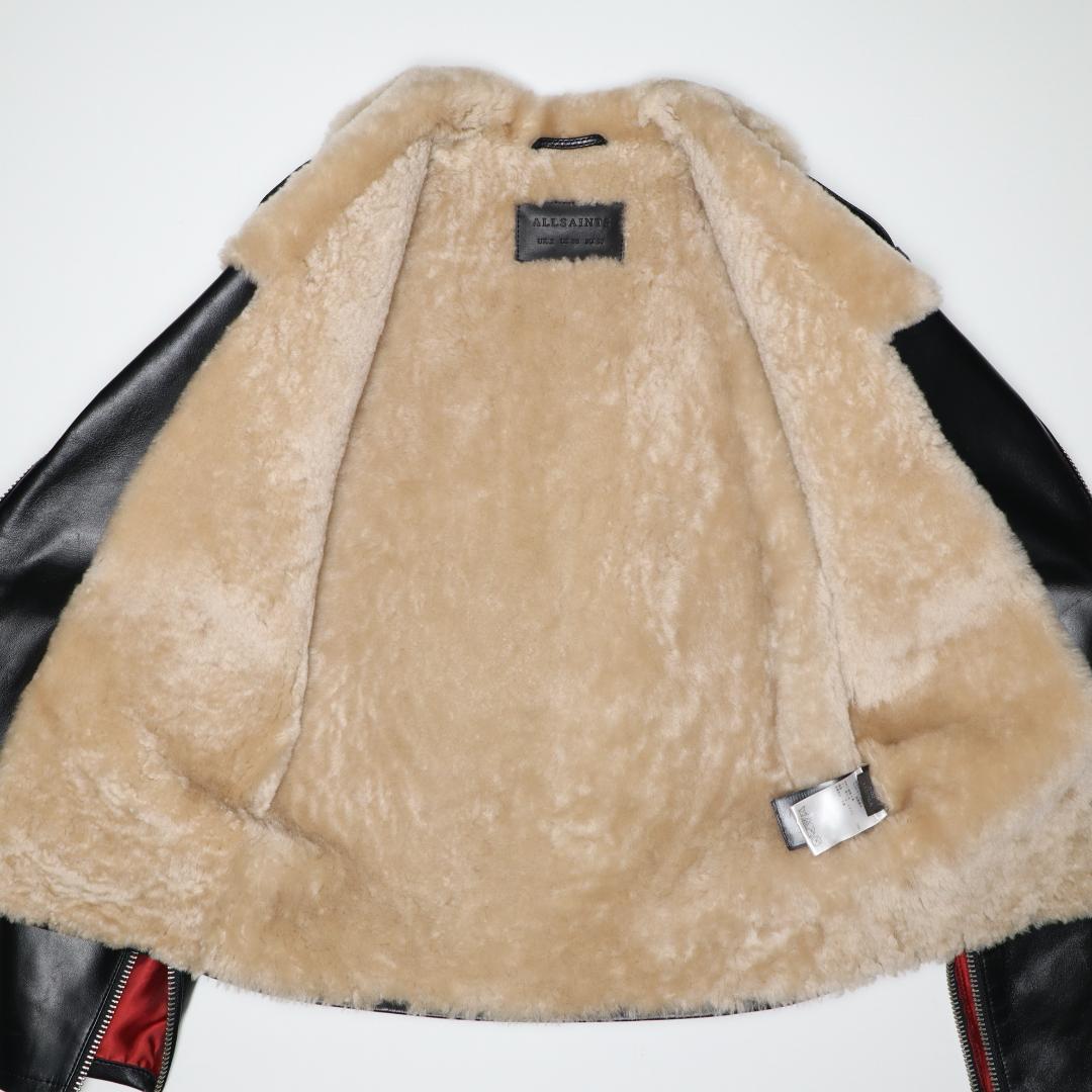 ALLSAINTS 16AW ムートンレザーライダース UK2 ファー レア
