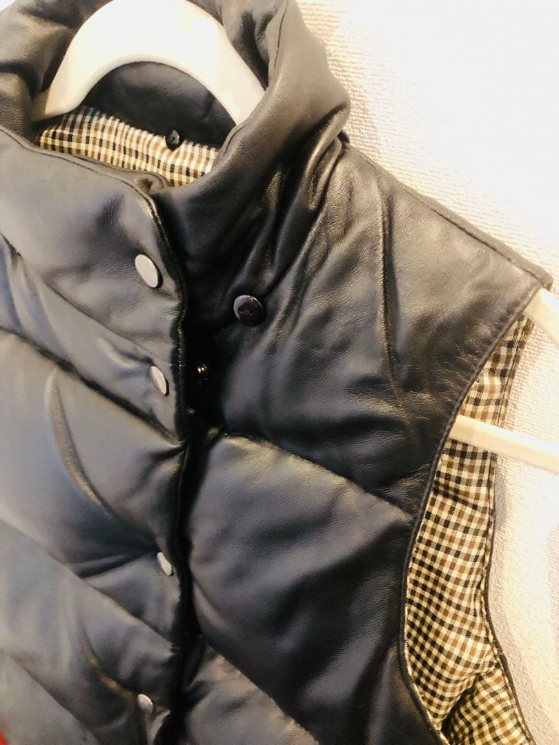 定価14万程　羊革　ダウンベスト　フード取外し可能