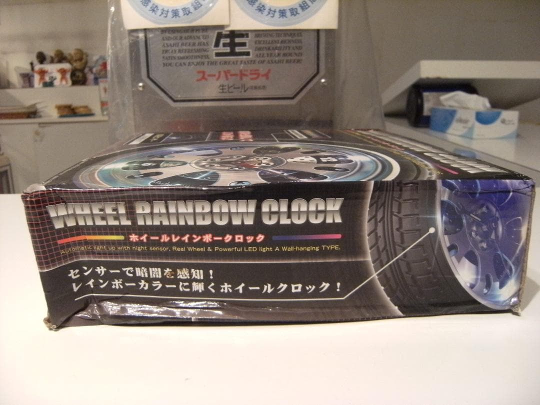 ホイール レインボー クロック タイヤ 時計★LED自動点灯 暗視センサー 旧車